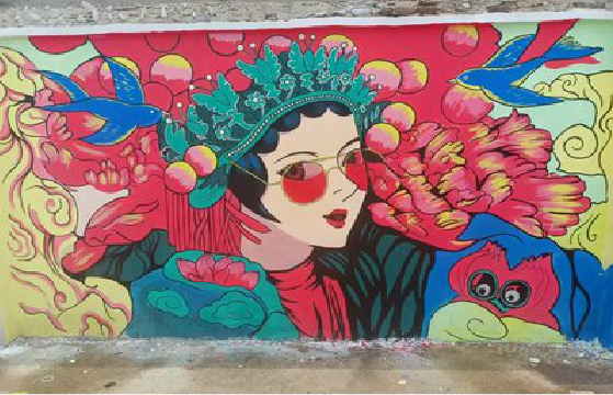 三门墙体彩绘-网红墙