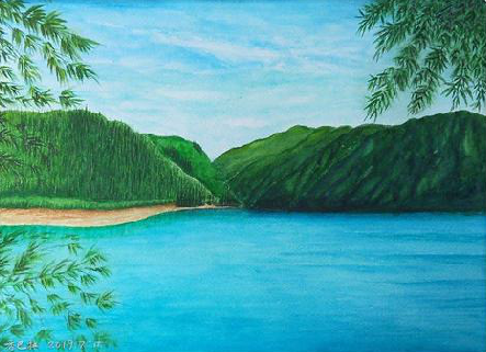 三门在墙绘中，如何绘画绿水青山？